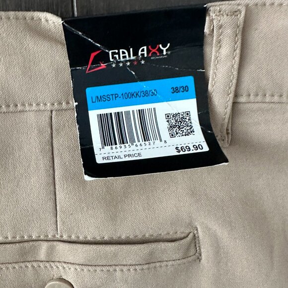 Galaxy by Harvic Men's Stretch Beige Chino Pants 38 x 30 *NWT* - Picture 11 of 16
